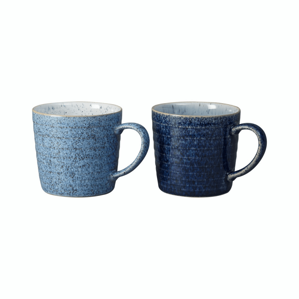 Studio Blue Set of 2 ridged mugs, 400ml, Blue