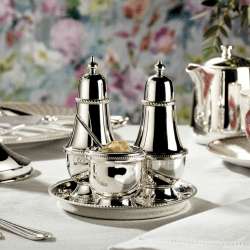 Image showing the 3 piece condiment set with tray, Silver Plate product.