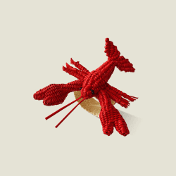 Image showing the Narino Lobster Set of 4 Woven Napkin Rings, Red product.
