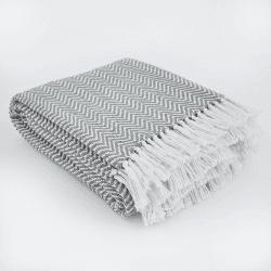 Image showing the Herringbone Blanket, 250cm x 130cm, Slate Grey product.