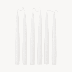 Image showing the Set of 6 Tapered Dinner Candles, H25cm, White product.