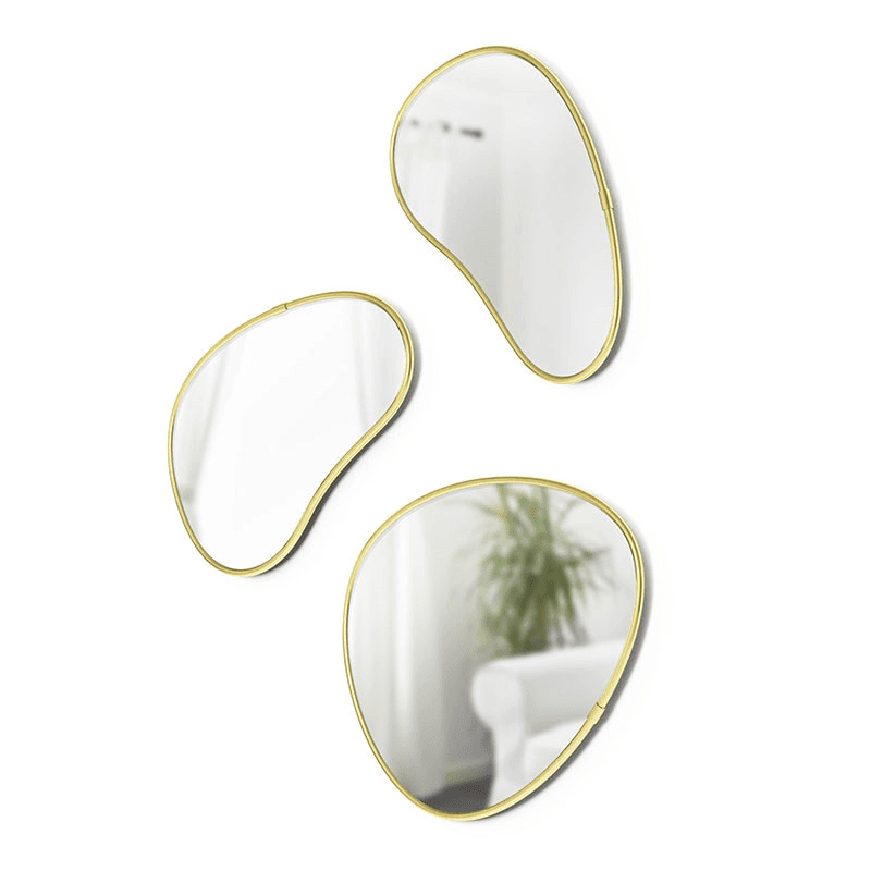 Hubba Set of 3 Mirrors, Brass
