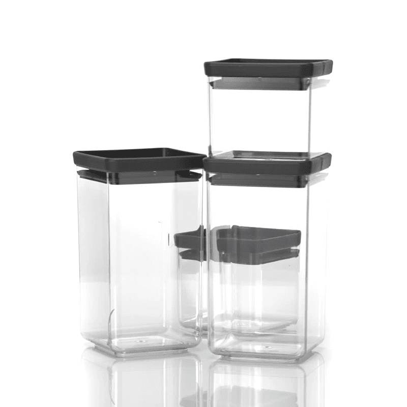 Tasty+ Square Canisters Set of 4, Dark Grey