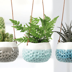 Image showing the Hanging Plant Pot, Set of 3, White/Grey/Green/Blue product.