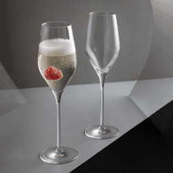 Image showing the Mr & Mrs Wine & Bar Set of Two Flutes, 260ml, Clear product.