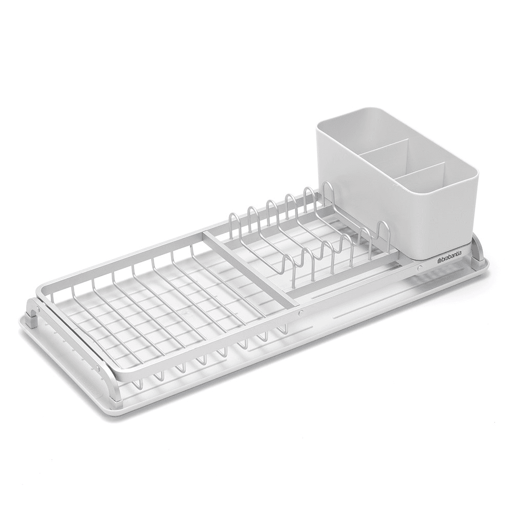 Compact Dish drying rack, H12.5 x W20 x D46cm, Light Grey