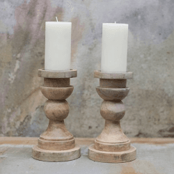 Image showing the Kibibi Candlestick H23cm, Mango Wood product.