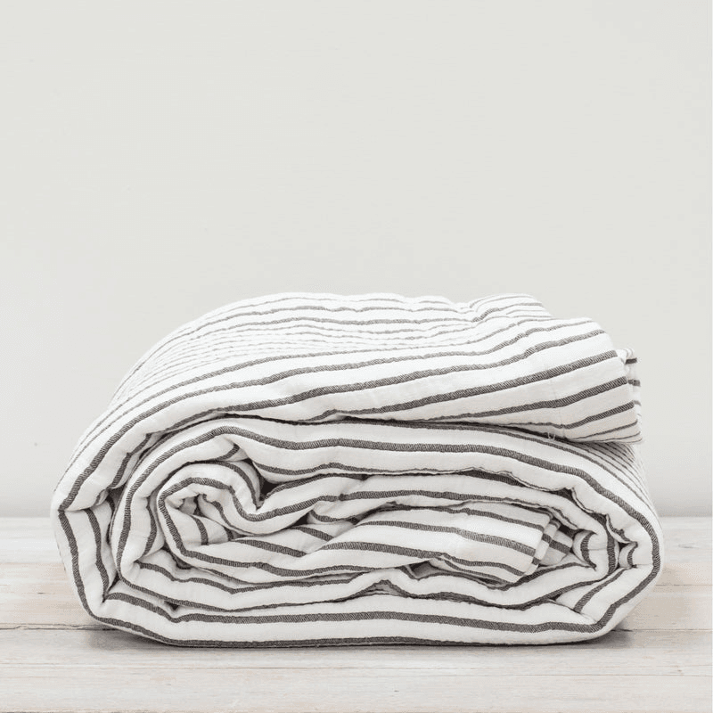 Hikari Striped Throw, 180 x 200cm, Grey & White