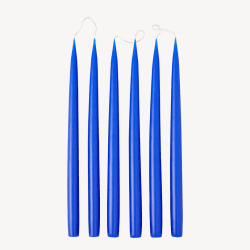 Image showing the Set of 6 Tapered Dinner Candles, H35cm, Cobalt Blue product.
