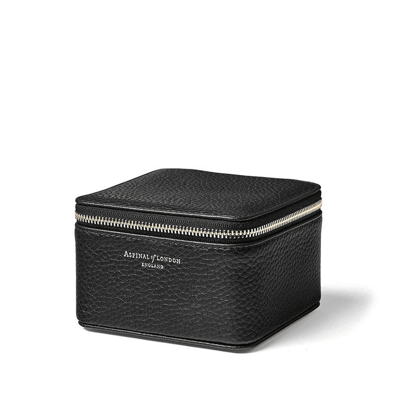 Travel Watch & Ring Box, L12 x W12cm, Black Pebble
