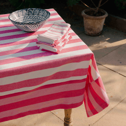 Image showing the Stripe Set of 6 Napkins, W45 x L45cm, Punch Pink product.