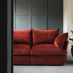 Image showing the Model 06 Velvet 2 Seater Sofa With Chaise, Brick product.