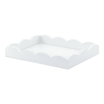 Image showing the Lacquered Scallop Tray 28 x 20cm, White product.