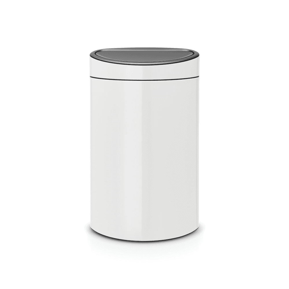 Plastic bucket touch bin, 40 litre, White