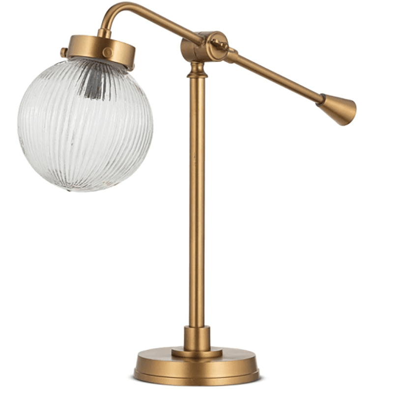 Sengol Recycled Glass Desk Lamp, H51cm, Antique Brass