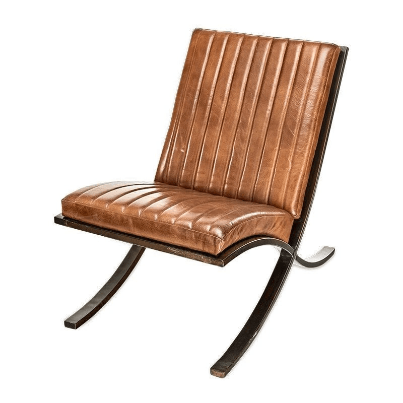 Narwana Lounger, Aged Leather and Iron