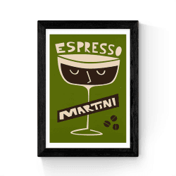 Image showing the Fox and Velvet Espresso Martini Art Print, H44 x W35.5cm, Green product.
