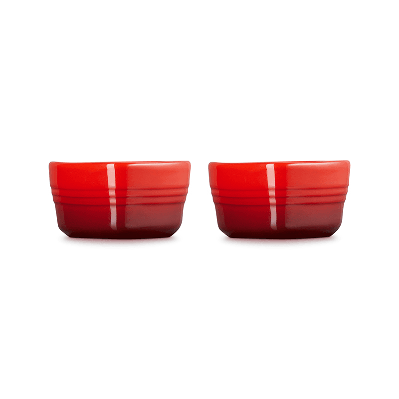 Set of 2 Heart Ramekins, Cerise