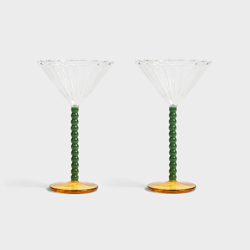 Perle set of 2 Coupes, 17 x 10 cm, multi