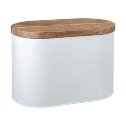 Image showing the Bread Bin with Acacia Lid, L36 x W20 x D22cm, White product.
