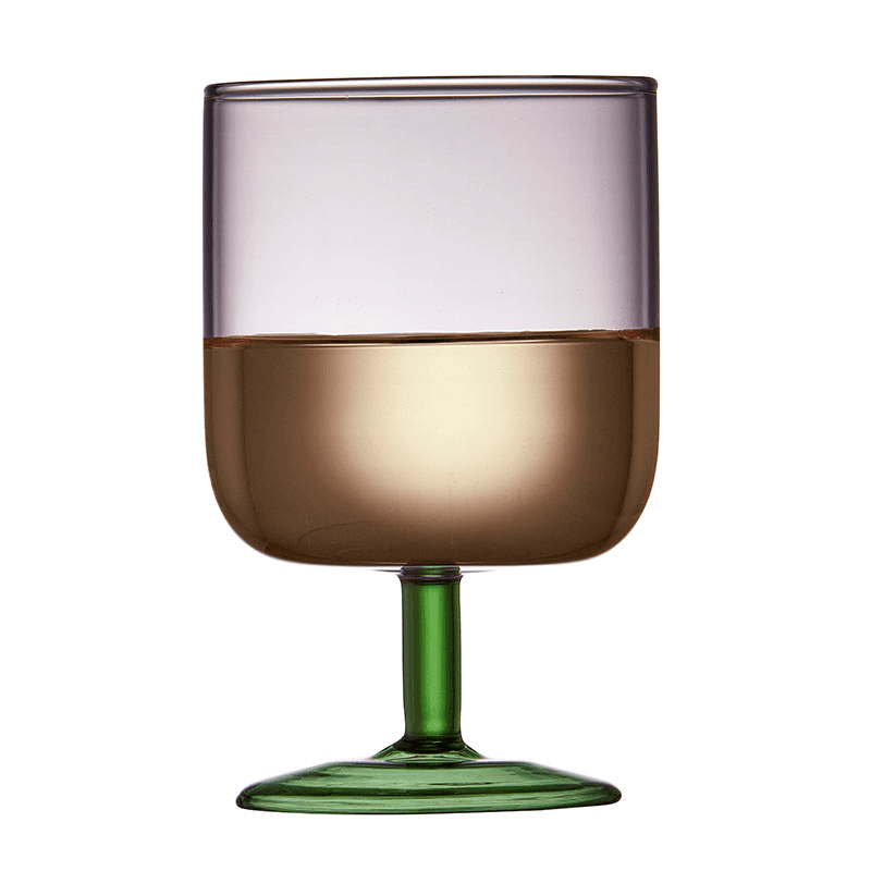 Torino Set of 2 Wine Glasses, 300ml, Pink and Green