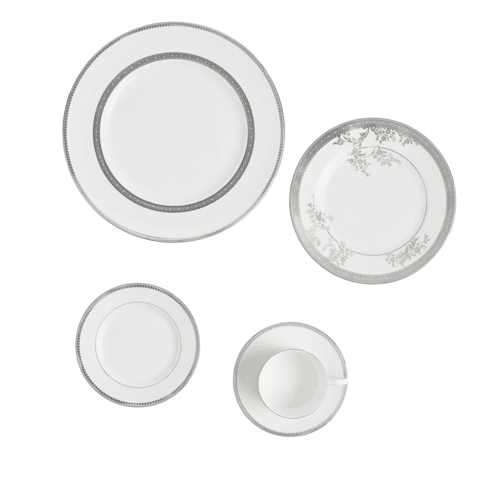Lace 10 Piece Dinnerware Set, Platinum