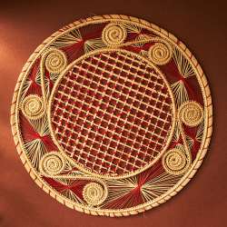 Image showing the Sandra Set of 2 Woven Placemats, D35cm, Berry Red product.