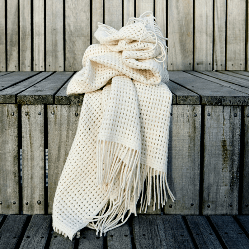 Basket Plaid Throw, H200cm x W130cm, Off White