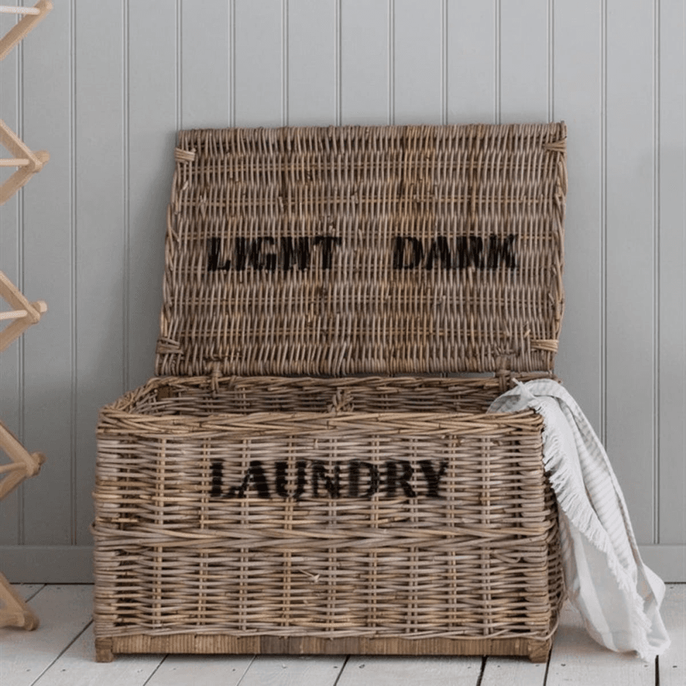 Light and dark laundry chest, 42 x 79 x 48cm, Rattan