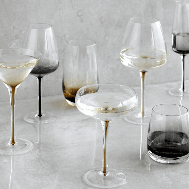 Mouth Blown Cocktail Glass, H16cm, Amber