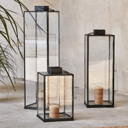 Image showing the Sia Lantern, H76.5cm, Antique Black/Clear product.