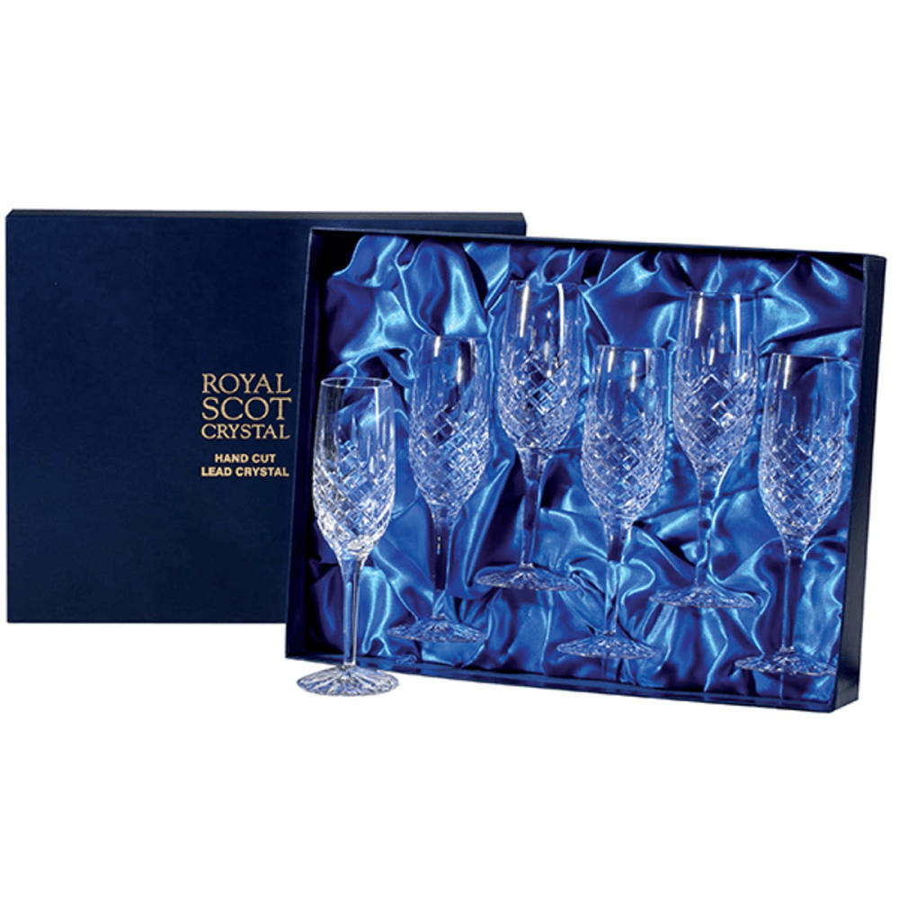 London Crystal Royal Scot Crystal London Crystal Champagne Flutes, Set of 6