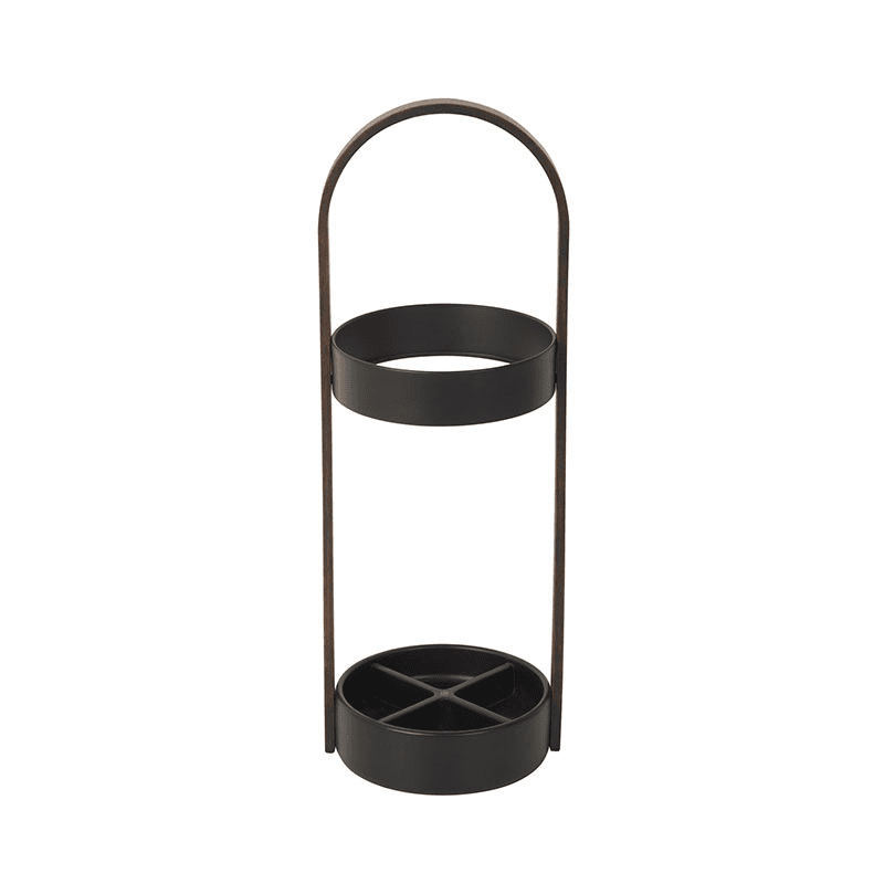 Bellwood Umbrella Stand, Black & Walnut