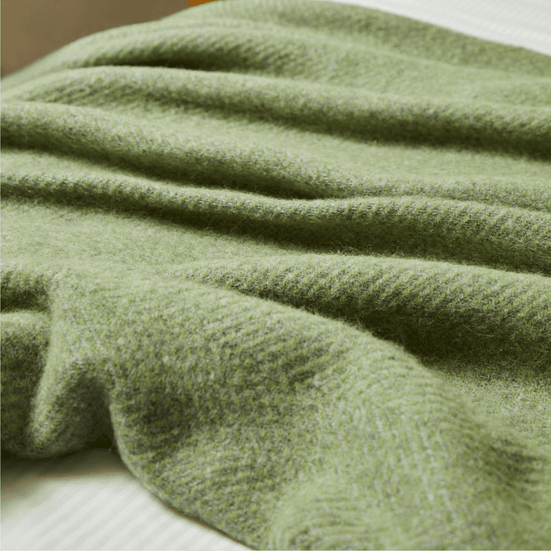 Beehive Pure New Wool Throw, 140 x 240cm, Fern & Grey