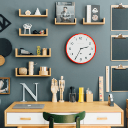 Image showing the Echo Number Three Wall clock, D 37cm, fire engine red product.
