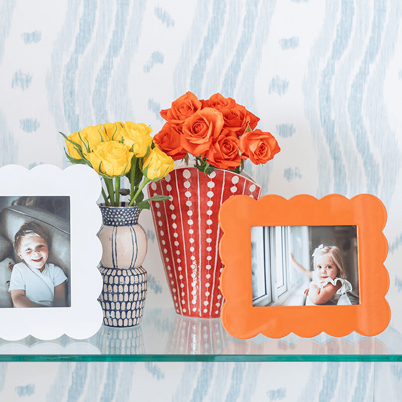 Scallop Lacquered Photo Frame, 5 x 7", Orange