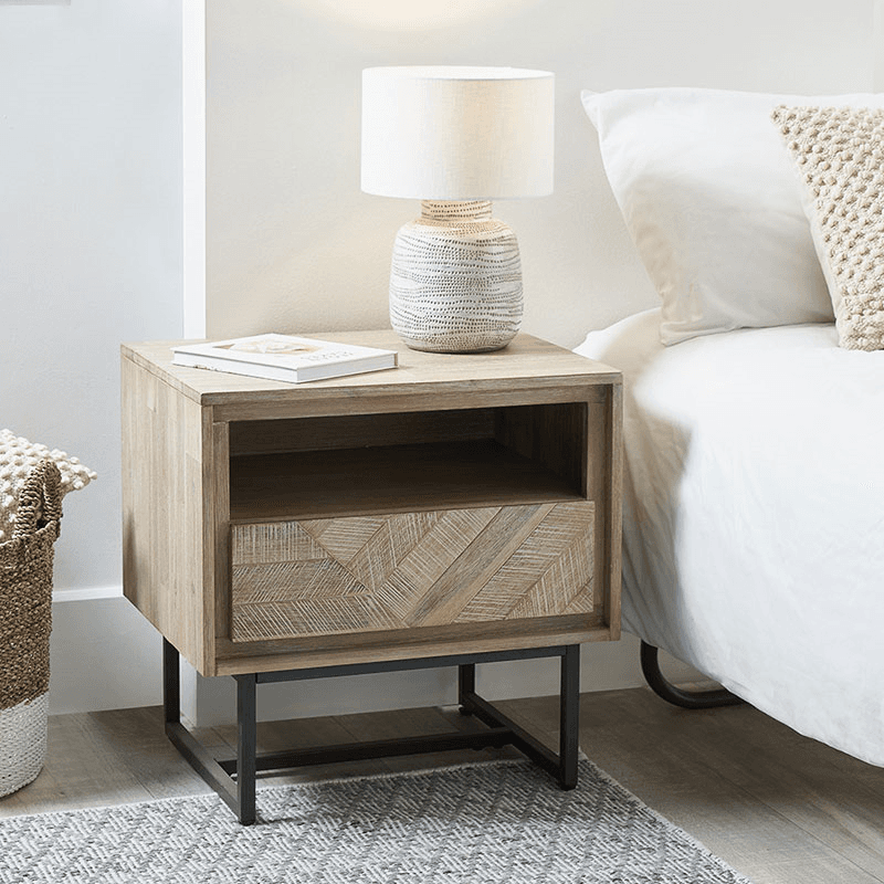 Marca Bedside Table, Acacia Wood