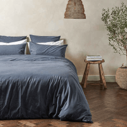 Image showing the Relaxed Cotton Double Duvet Cover, Ink product.