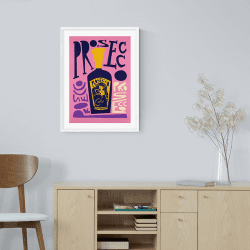 Image showing the Fox and Velvet Prosecco Art Print, H44 x W32cm, Pink product.