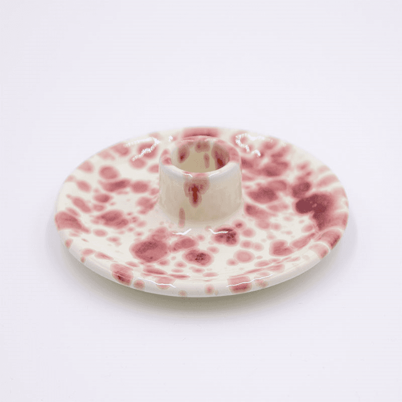 Splatter Candle Holder, Cranberry