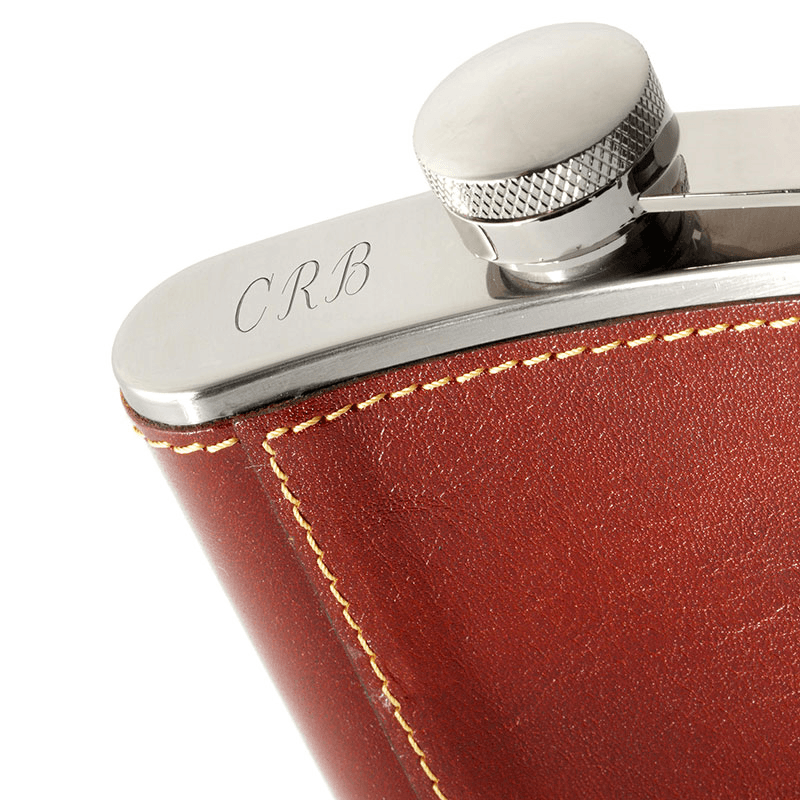 Classic Hip Flask, H11.5 x W9.5cm, Cognac