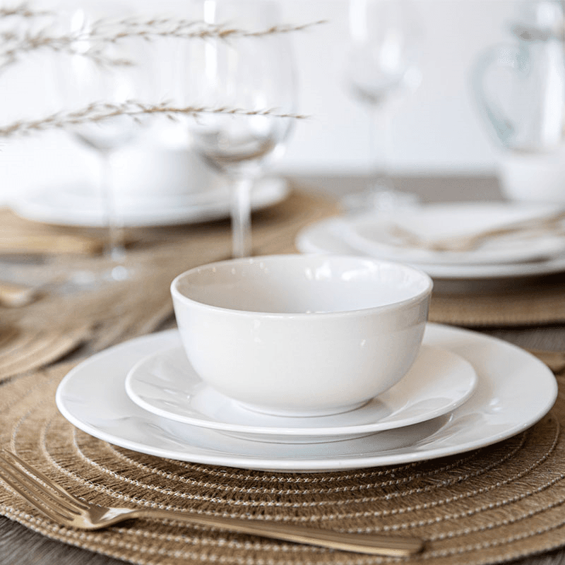 Alexis 12 Piece Porcelain Dinnerware Set, White