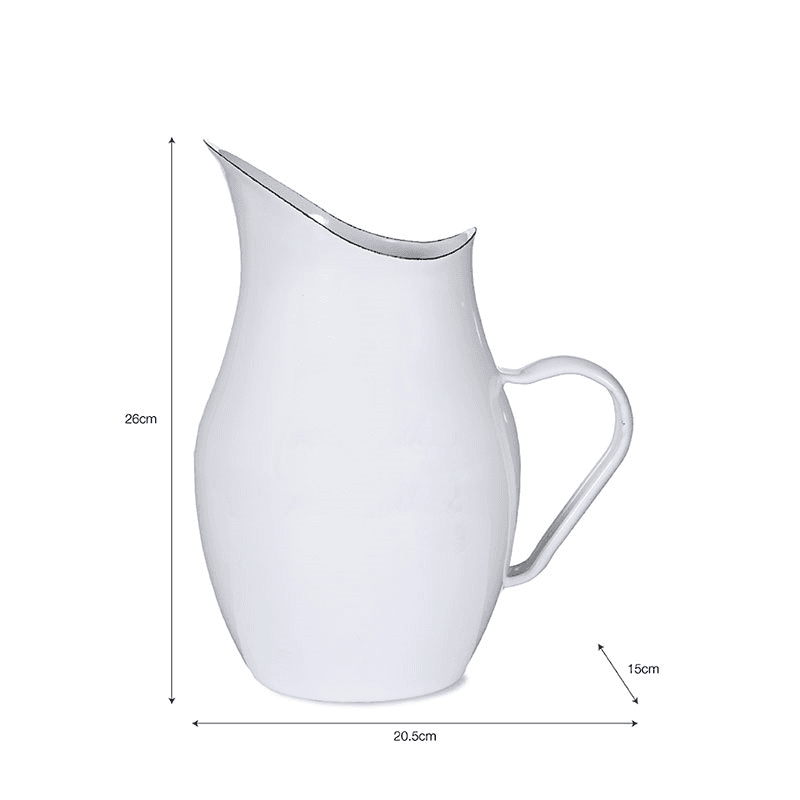 Water pitcher, white/enamel
