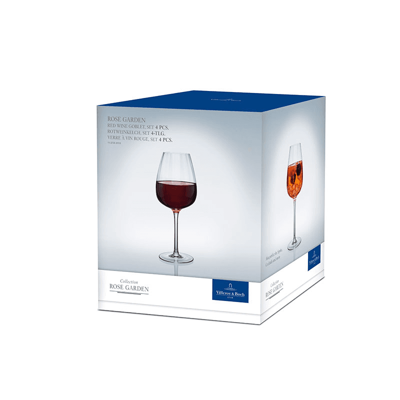 Rose Garden Red Wine Goblet Set of 4, 200ml, Clear
