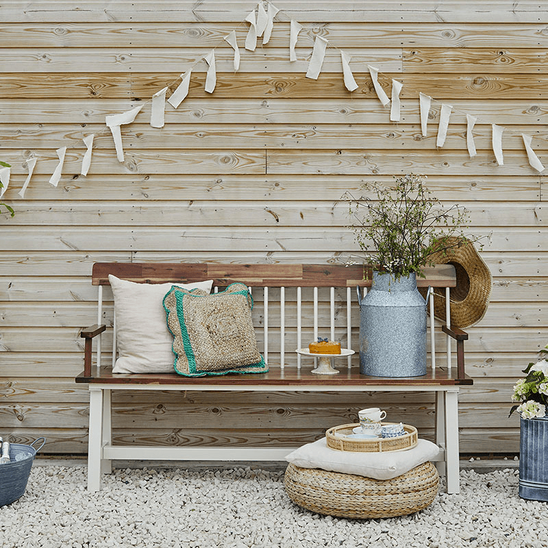 Broadway Garden Bench, H89 x W160cm, Brown/Cream
