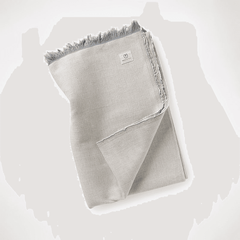 Organic Cotton Chambray Yoga Blanket, 230 x 150cm, Grey Ice