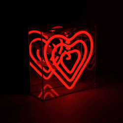 Image showing the Neon Box Heart Mini Glass Sign, H16 x W16cm, Red product.
