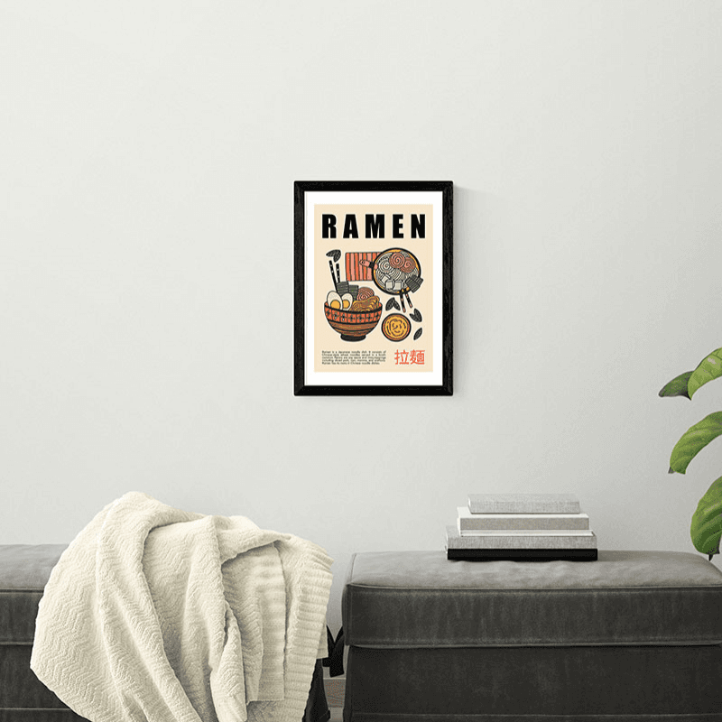 Luxe Poster Co Japanese Ramen Print, A3, Black Frame