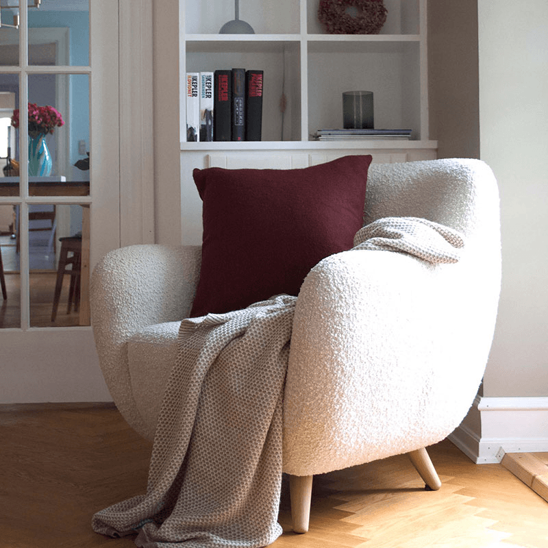Raindrops Plaid Throw, H180cm x W130cm, Ivory