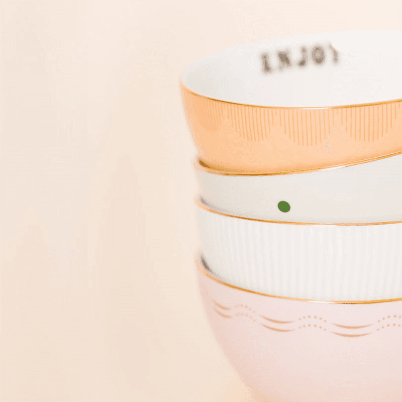 Slogan Set of 4 Cereal Bowls, D15cm, Pastel